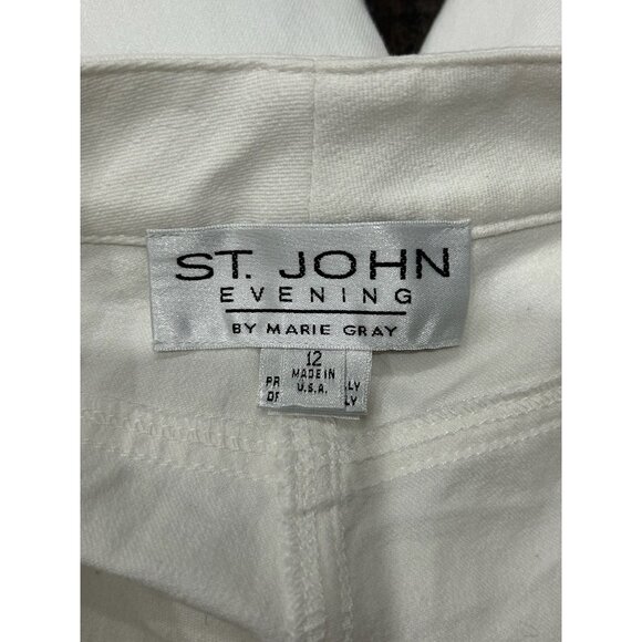 St. John Evening By Marie Gray Womens Embellished Dress Pants Size 12 White - Picture 5 of 9